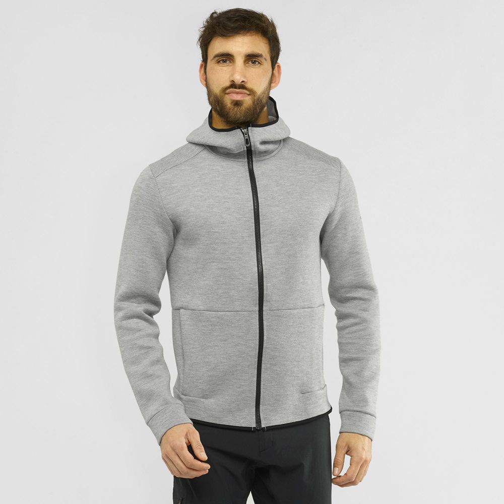 Salomon Singapore Mens Midlayers - ESSENTIAL WARM Mid Grey | 57386-RVJQ